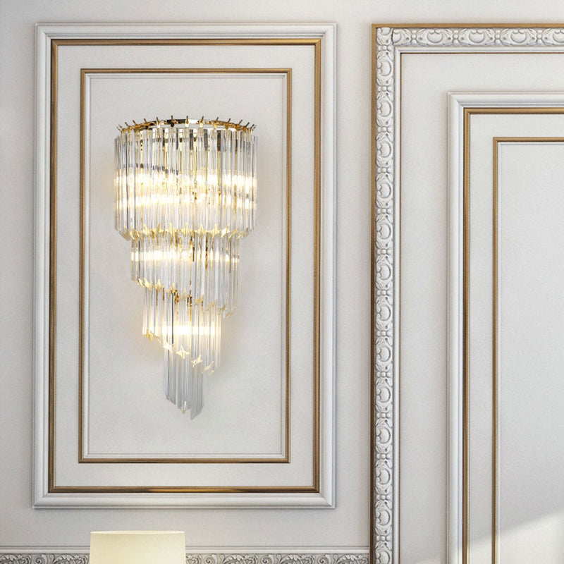 Moderne Luxus Kristall Vier Schichten 4-Licht Wandleuchte 