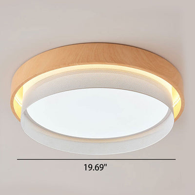 Nordic Wood Grain Rectangular/ Round LED Tatami Flush Mount Ceiling Light