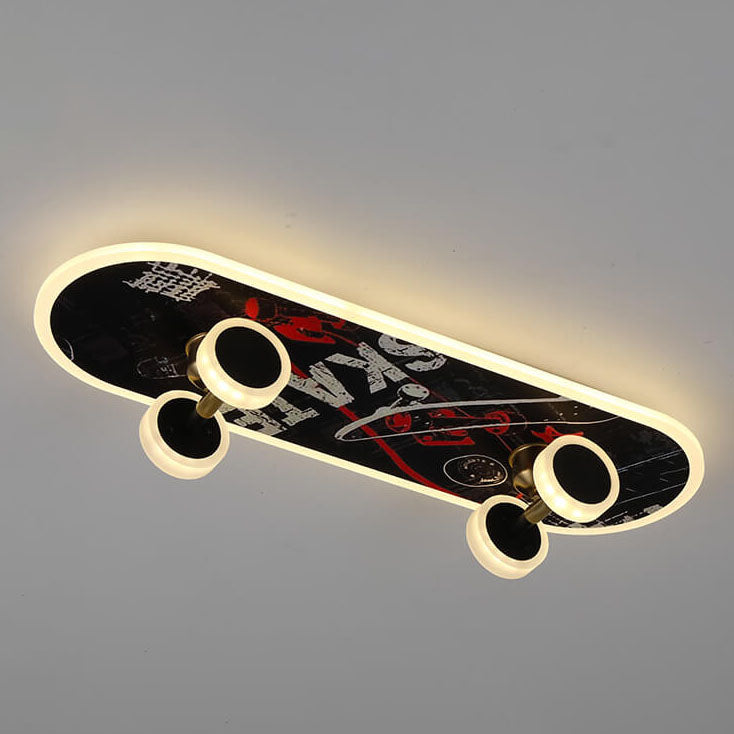 Creative Cartoon Skateboard Acrylic LED Kids Flush Mount Ceiling Light