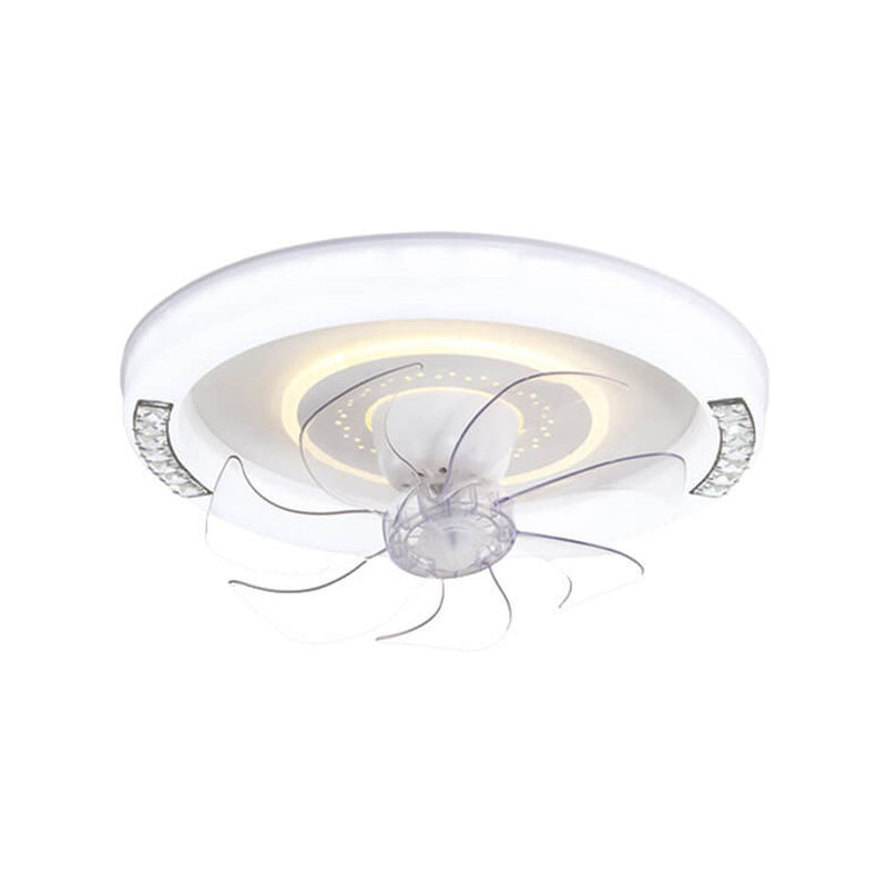 Modern Minimalist Acrylic Round Intelligent LED Flush Mount Ceiling Fan Light