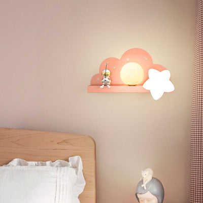 Childlike Creative Moon Astronaut Design LED Wall Sconce Lamp