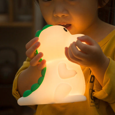 Lámpara de Mesa LED de Noche de Silicona con Dinosaurio de Dibujos Animados 