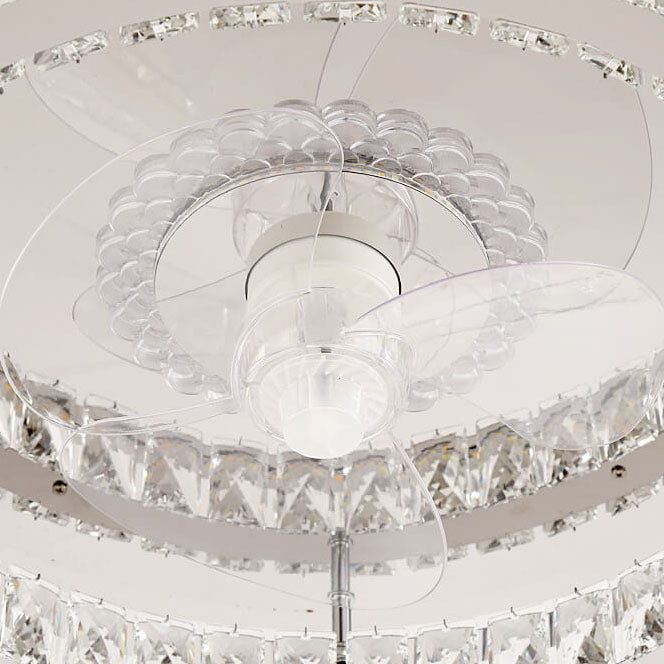 Moderne Luxus-Kristall-Edelstahl-LED-Unterputz-Deckenventilator-Leuchte