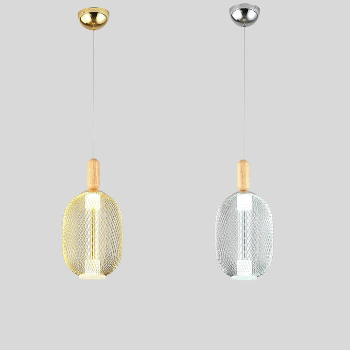 Moderne LED-Pendelleuchte mit Glasmaschenschirm 