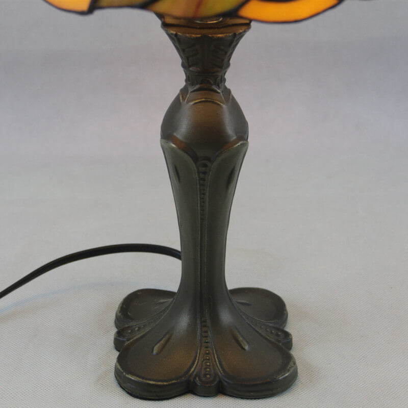 European Vintage Tiffany Rose Glass Alloy 1-Light Table Lamp