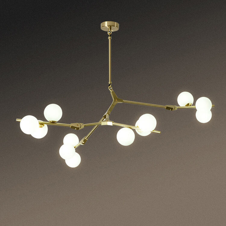 Moderner minimalistischer Magic Bean Zweig-Kronleuchter aus Glas und Metall mit 12/18/24 Flammen für Wohnzimmer &amp; Schlafzimmer 