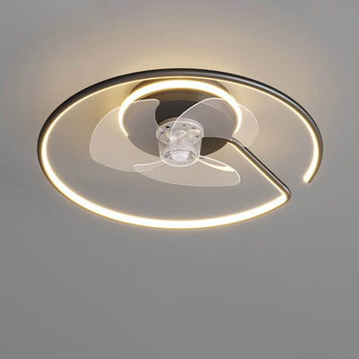 Minimalist Light Luxury Round Ring LED Invisible Flush Mount Ceiling Fan Light