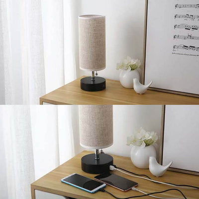 Lampe de table à 1 lumière en tissu de fer creux à colonne créative 