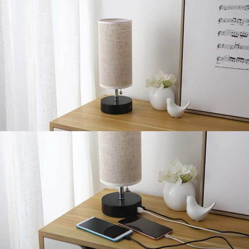 Lampe de table à 1 lumière en tissu de fer creux à colonne créative 