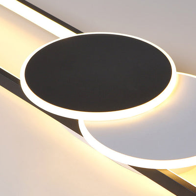 Minimalist Long Bar Double Circle Decorative Design LED Flush Mount Light