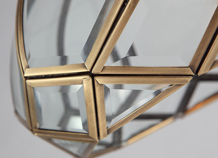 Industrieller Polygon-Schirm aus Kupferglas, 1-Licht-Unterputzleuchte 