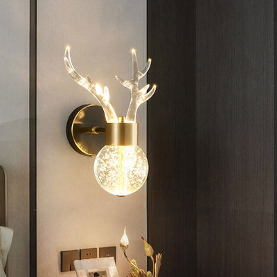 Nordic Luxury Antler Bubble Crystal LED Wall Sconce Lamp