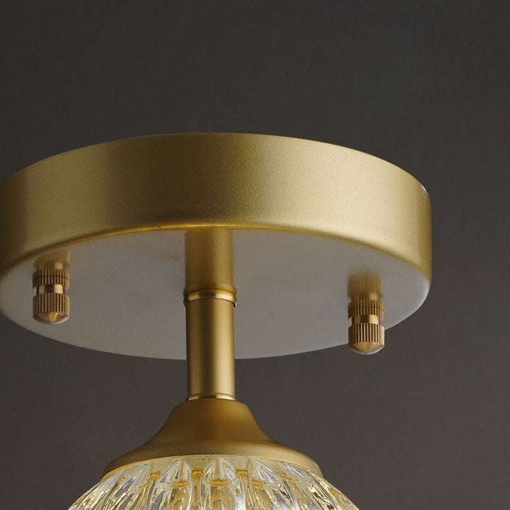 Europäische leichte Luxus-Rundkopf-Eisen-Glas 1-Licht-Halbeinbauleuchte 
