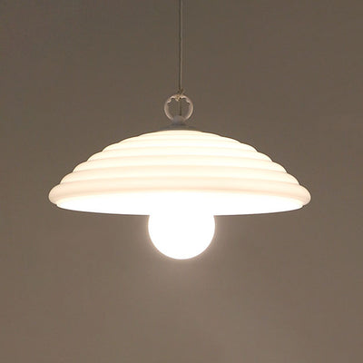 Nordic Vintage Striped Glass Round Dome 1-Light Pendant Light