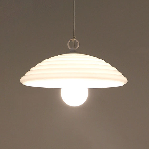 Nordic Vintage Striped Glass Round Dome 1-Light Pendant Light
