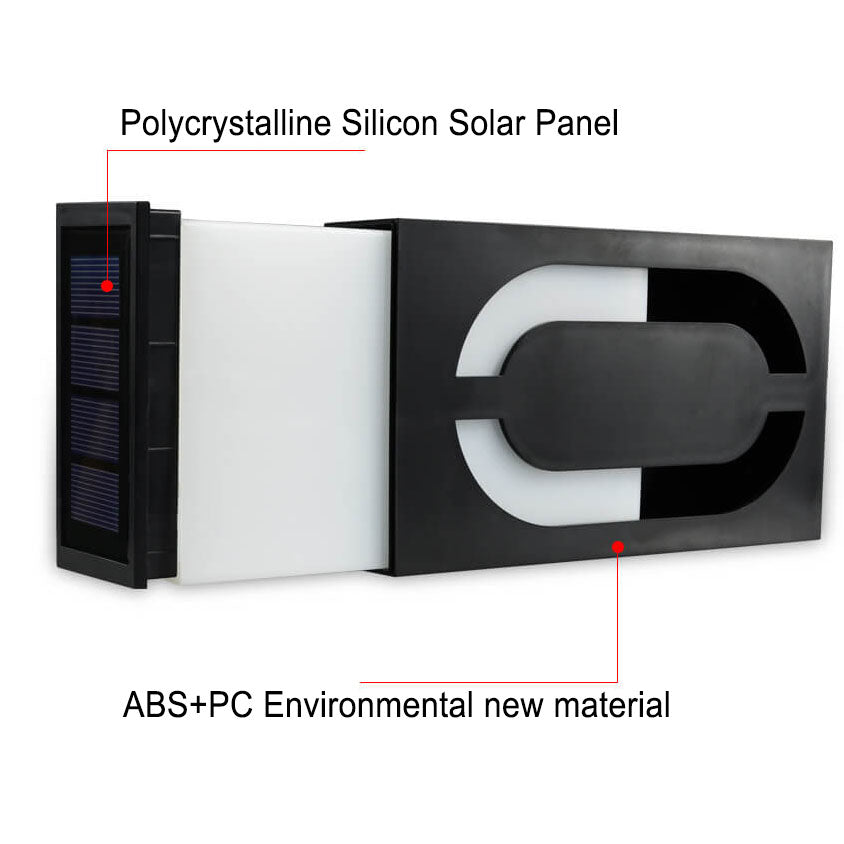 Moderne minimalistische rechteckige LED-Solar-Türschild-Wandleuchte aus ABS und PC für den Außenbereich, digitale Dekoration für Terrasse 