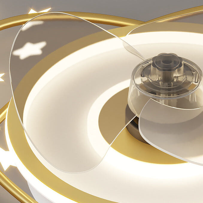 Modern Light Luxury Ring Star Effect LED Invisible Flush Mount Ceiling Fan Light