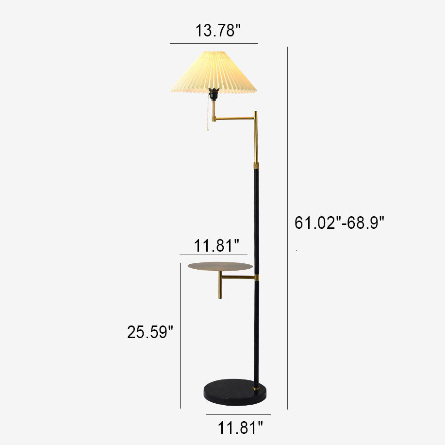 Nordic Light Luxus-Plissee-Stoff-Marmor-Stehlampe mit 1 Licht