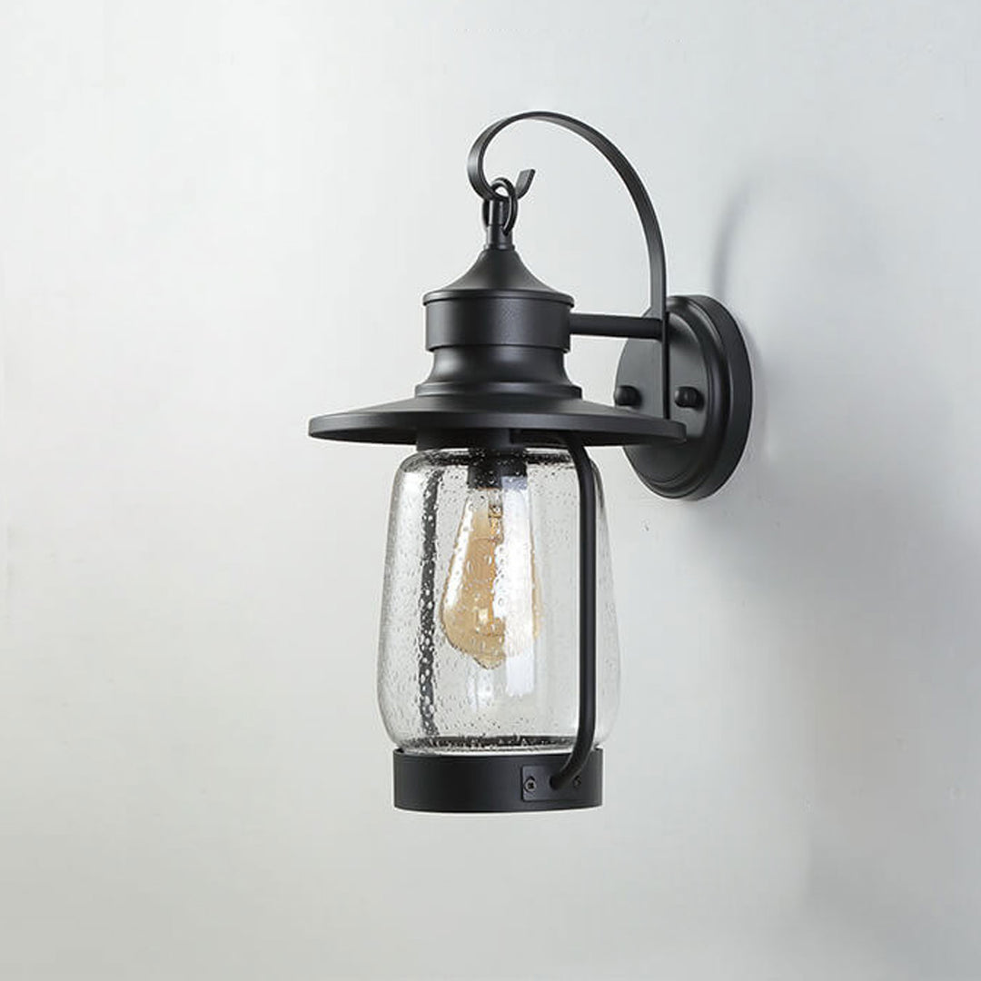 Vintage Industrial Bubble Glass 1-Light Outdoor Waterproof Patio Wall Sconce Lamp