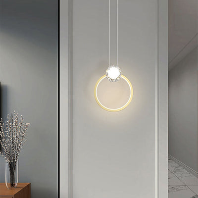European Light Luxury Round Copper Crystal LED Pendant Light