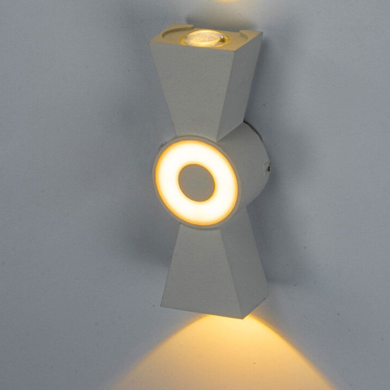 Nœud papillon créatif extérieur avec éclairage vers le haut et vers le bas, lampe murale étanche à LED pour patio 