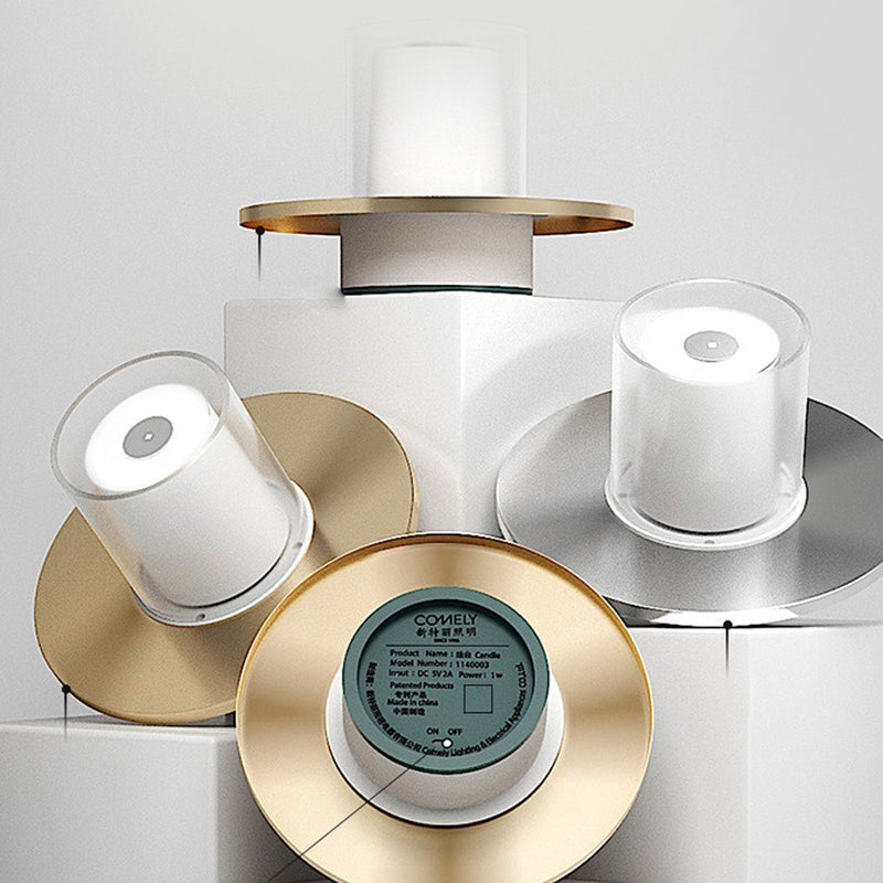 Lampe de Table Moderne à Bougie LED Cylindrique de Luxe Léger 