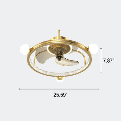 Modern Light Luxury Circle Full Star Design LED Flush Mount Ceiling Fan Light