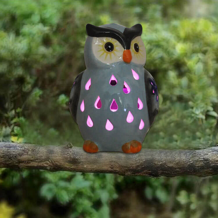 Creative Solar Ceramic Owl Outdoor LED Decorative Light