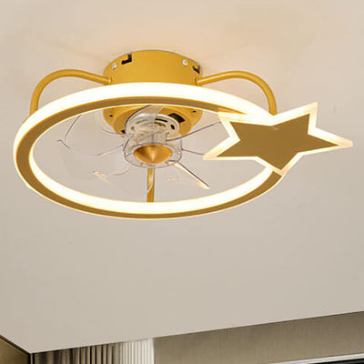 Étoile enfantine/Conception de dauphin Ventilateur LED silencieux avec montage affleurant 