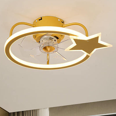 Childlike Star/Dolphin Design Quiet LED Flush Mount Fan Light