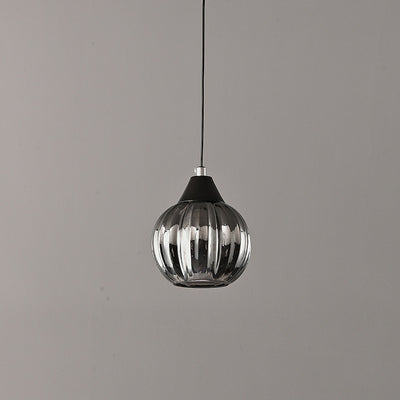 Italian Minimalist Glass Round Metal 1/2 Light Chandelier