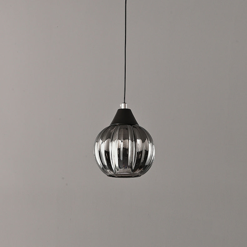 Italian Minimalist Glass Round Metal 1/2 Light Chandelier