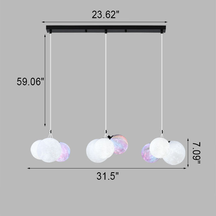 Lustre à 9 lumières en fer créatif moderne en forme de lune 