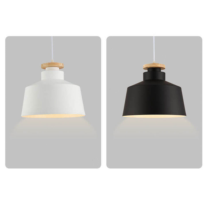 Lámpara Colgante de 1 Luz con Cúpula de Cono de Madera y Aluminio Simple Nórdico 
