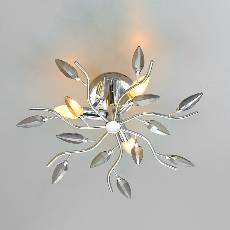 Nordic Light Luxury Leaves 3-Light Semi-Flush Mount Ceiling Light