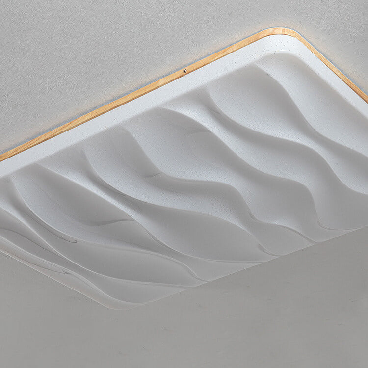 Moderne minimalistische Deckenleuchte mit Massivholzkante, PVC-rechteckigem Schirm und LED-Aufbauleuchte für das Wohnzimmer 