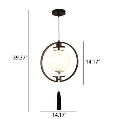 Moderne chinesische Glaskugel-Kreis-1-Licht-Pendelleuchte