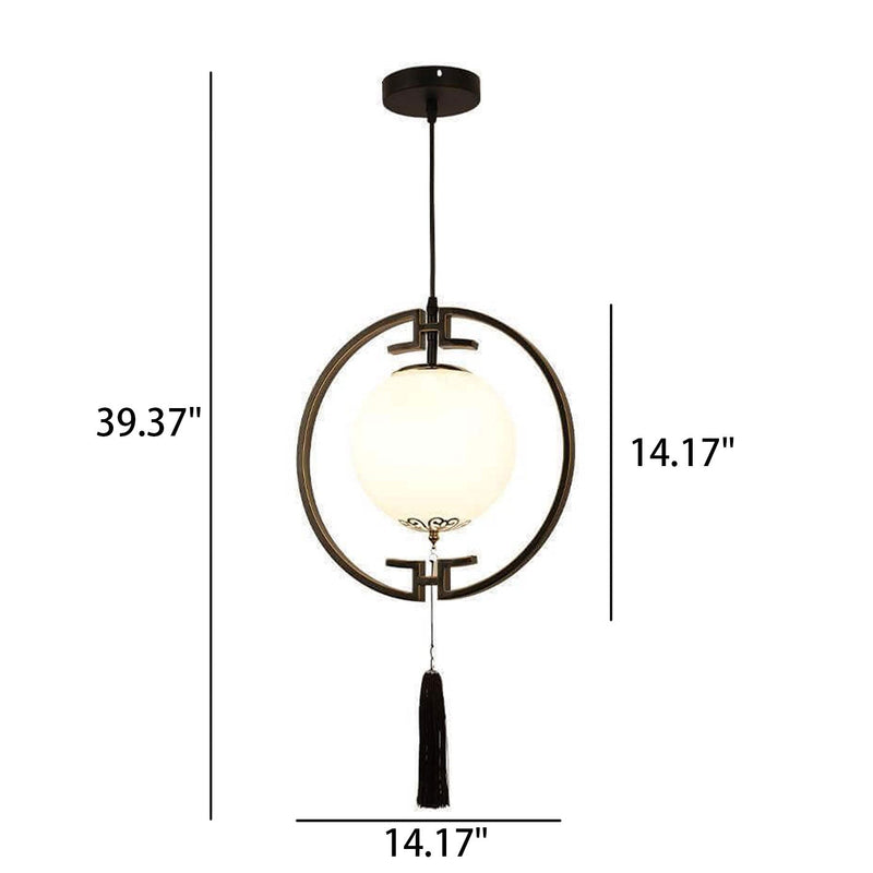Modern Chinese Glass Ball Circle 1-Light Pendant Light