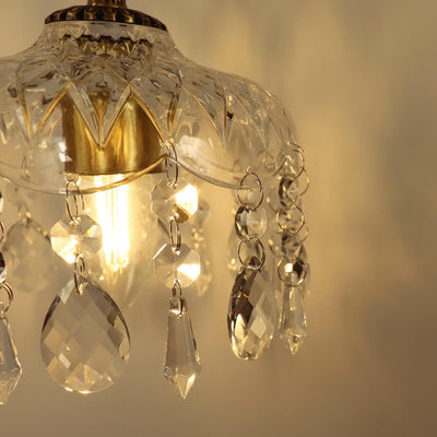 European Light Luxury Brass Crystal Glass 1-Light Wall Sconce Lamp