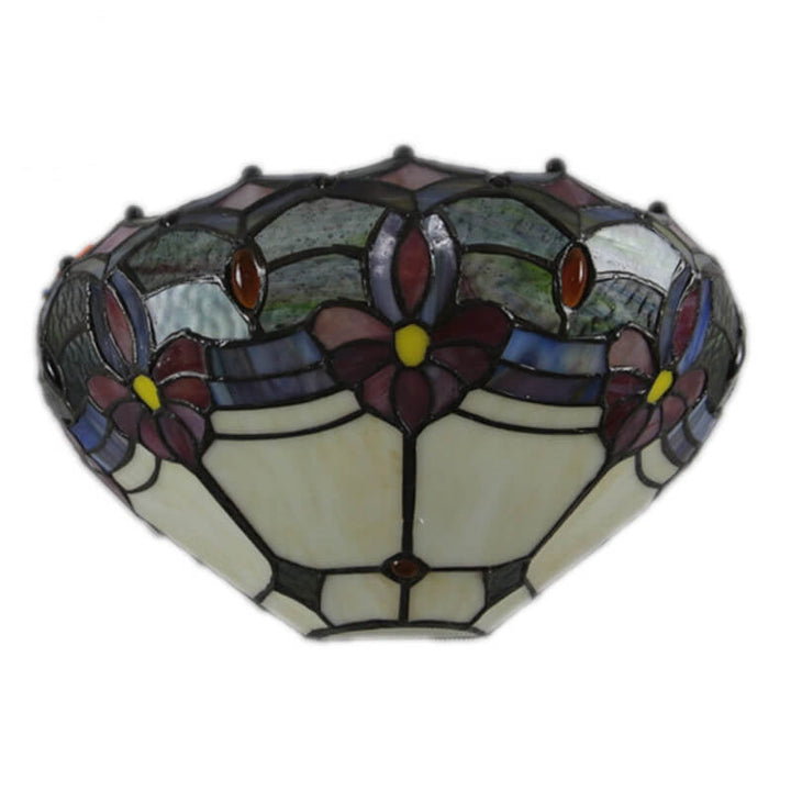 Vintage Tiffany Flower Stained Glass Bowl 1-Light Wall Sconce Lamp