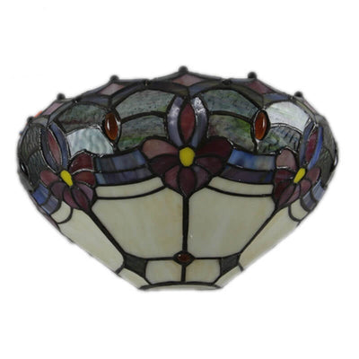 Vintage Tiffany Flower Stained Glass Bowl 1-Light Wall Sconce Lamp