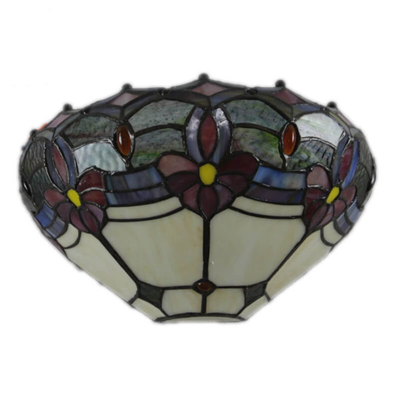 Vintage Tiffany Flower Stained Glass Bowl 1-Light Wall Sconce Lamp