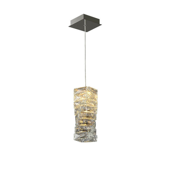 Moderne Luxus Kristallsäule Edelstahl LED Pendelleuchte 