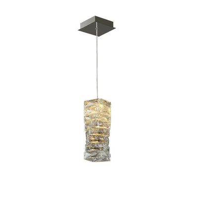 Modern Luxury Crystal Column Stainless Steel LED Pendant Light