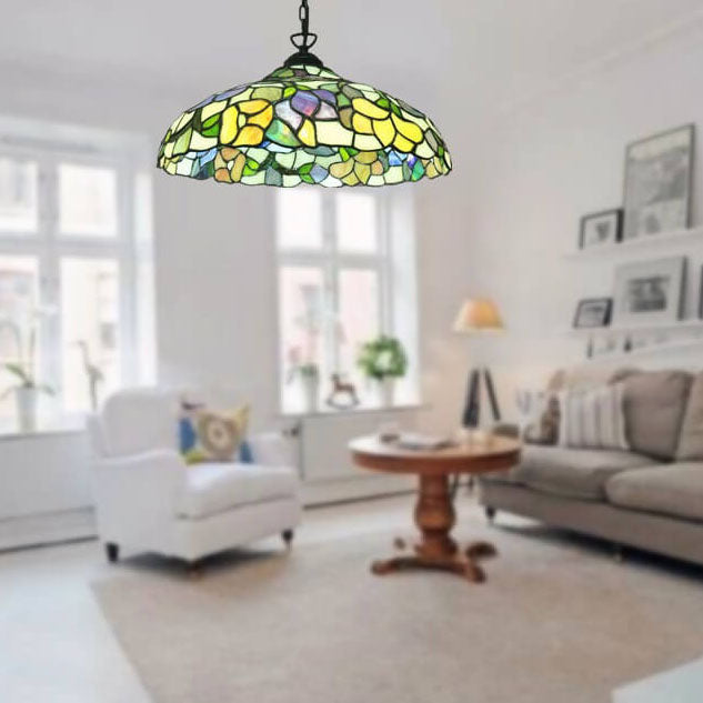 Tiffany Vintage Glasschirm 1-Licht Pendelleuchte 