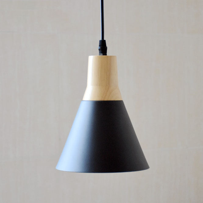 Modern Minimalist Antler Wood Iron Cone 1-Light Pendant Light For Living Room