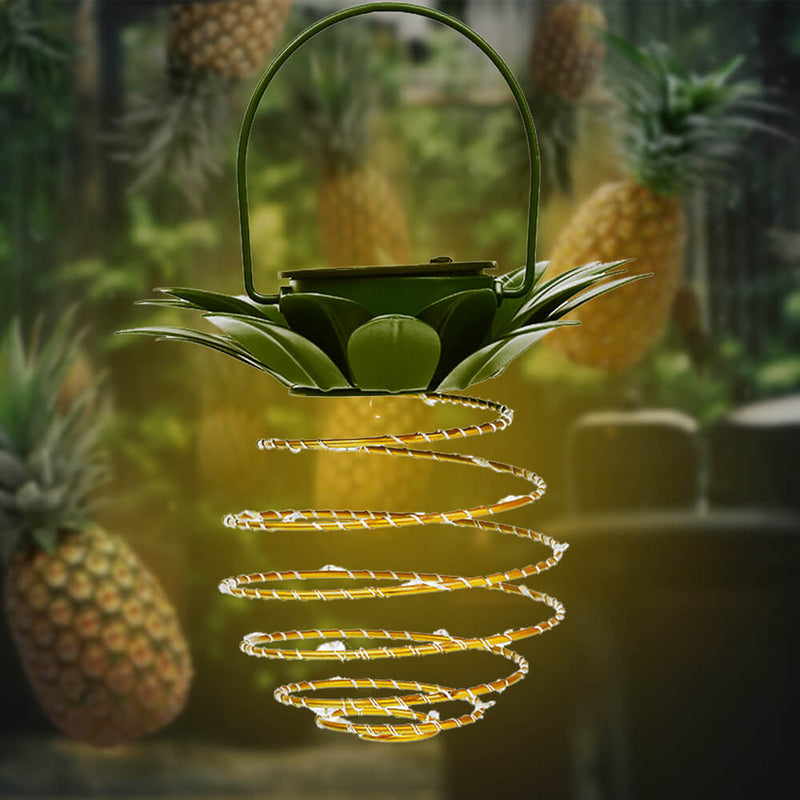 Solar-Ananas-Eisen-Laterne LED-Kupferdraht im Freien wasserdichte Garten-dekorative Hängeleuchten