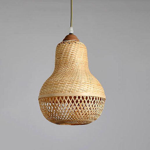 Creative Bamboo Weaving Gourd Shape 1-Light Pendant Light