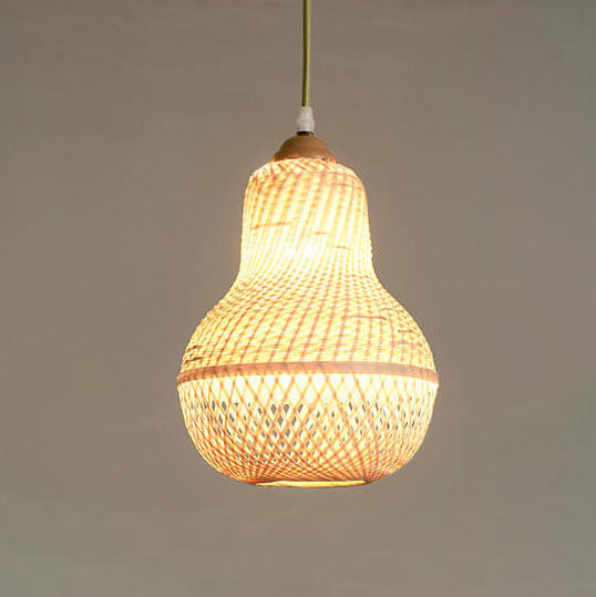 Creative Bamboo Weaving Gourd Shape 1-Light Pendant Light