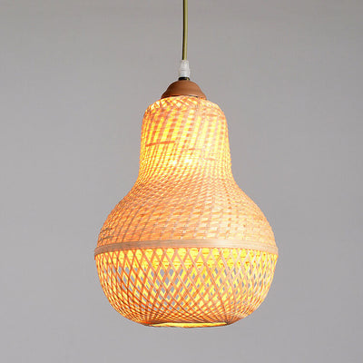 Creative Bamboo Weaving Gourd Shape 1-Light Pendant Light